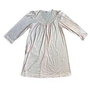 Vintage Vanity Fair Nightie Nylon Sleeveless Nightgown Pink M Silky Button Up‎